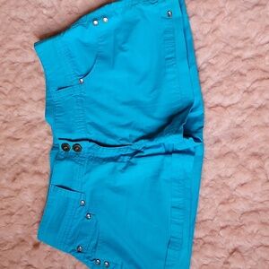 Feathers, Bright Blue Shorts